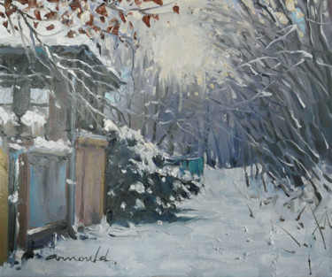 Painting titled "Souvenir de neige d…" by Christian Arnould, Original Artwork, Oil