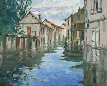 Painting titled "Inondations (huile…" by Christian Arnould, Original Artwork, Oil