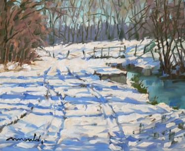 Peinture intitulée "Neige à Ludres (hui…" par Christian Arnould, Œuvre d'art originale, Huile