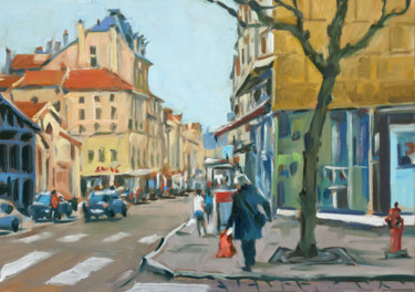 Painting titled "Rue Saint Dizier à…" by Christian Arnould, Original Artwork, Oil