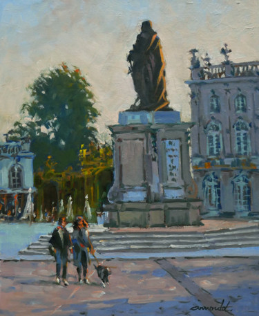 Painting titled "place Stan tôt le m…" by Christian Arnould, Original Artwork, Oil