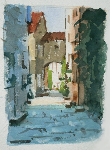 Painting titled "Démo Ludres" by Christian Arnould, Original Artwork, Watercolor
