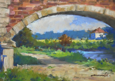 Peinture intitulée "Sous le pont (huile…" par Christian Arnould, Œuvre d'art originale, Huile