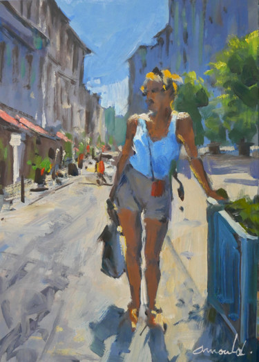 Painting titled "La pose de l'Urbain…" by Christian Arnould, Original Artwork, Oil