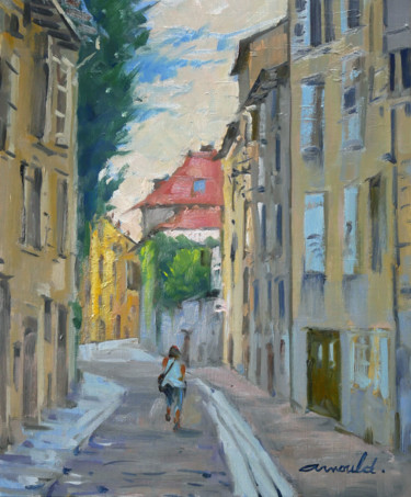 Painting titled "Rue Jacquard Nancy…" by Christian Arnould, Original Artwork, Oil