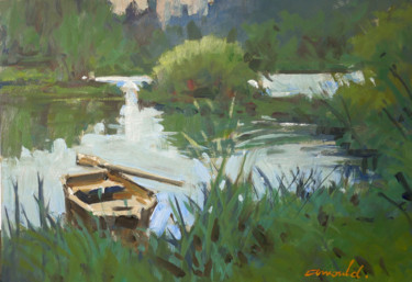 Peinture intitulée "Une barque (huile s…" par Christian Arnould, Œuvre d'art originale, Huile
