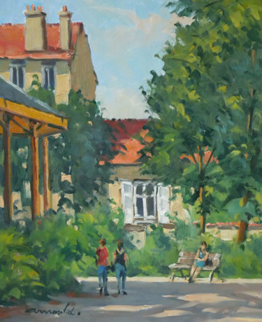 Parc Sainte Marie à Nancy (huile sur toile 46 x 38) Peinture intitulée "Parc Sainte Marie à…" par Christian Arnould, Œuvre d'art originale, Huile
