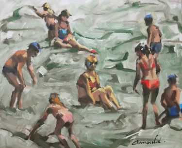 Dans les rochers (huile sur papier 35 x 30) Ζωγραφική με τίτλο "Dans les rochers (h…" από Christian Arnould, Αυθεντικά έργα τέχνης, Λάδι