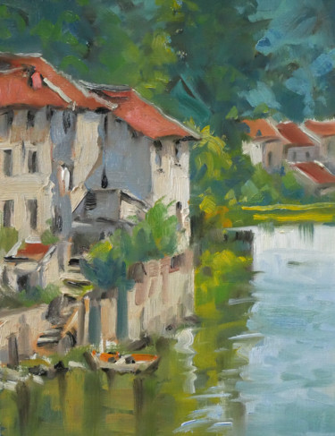 Reflets (huile sur papier 25 x 32) Painting titled "Reflets (huile sur…" by Christian Arnould, Original Art, Oil