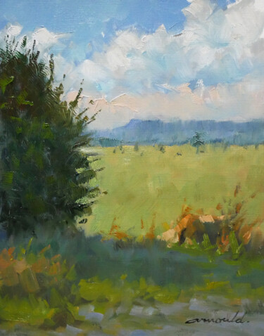 Painting titled "Colline de Sion dan…" by Christian Arnould, Original Artwork, Oil