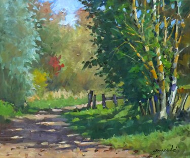 Sur les chemins de Flavigny (huile sur toile 55 x 46) Pintura intitulada "Sur les chemins de…" por Christian Arnould, Obras de arte originais, Óleo
