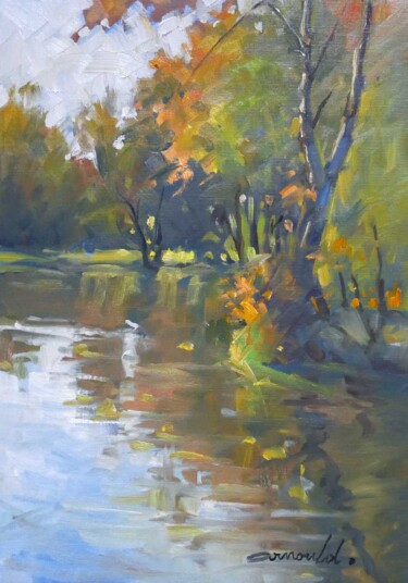 Painting titled "Automne au bord de…" by Christian Arnould, Original Artwork, Oil