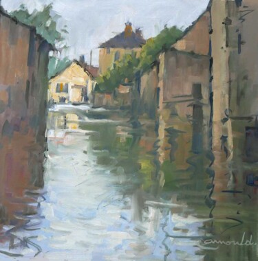 Painting titled "Inondation (huile s…" by Christian Arnould, Original Artwork, Oil
