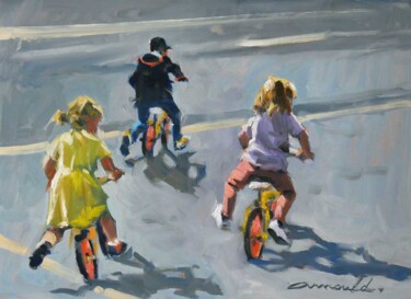 Pintura intitulada "Les petits vélos sa…" por Christian Arnould, Obras de arte originais, Óleo