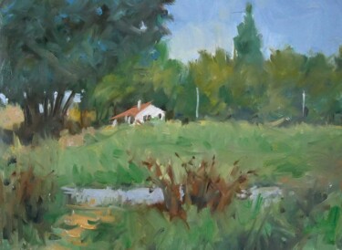 Devant le canal à Flavigny Peinture intitulée "Devant le canal à F…" par Christian Arnould, Œuvre d'art originale, Huile