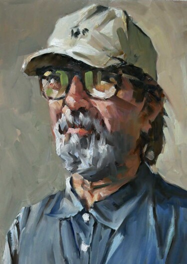 Painting titled "Self portrait (Huil…" by Christian Arnould, Original Artwork, Oil