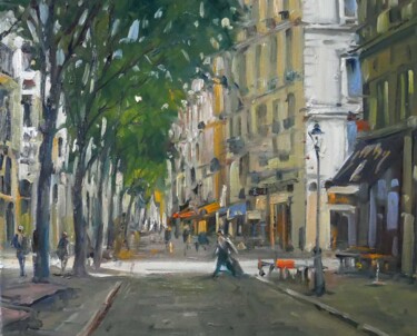Painting titled "Rue Parisienne (hui…" by Christian Arnould, Original Artwork, Oil