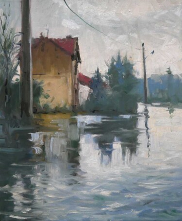 Painting titled "Paysage 78 (huile s…" by Christian Arnould, Original Artwork, Oil