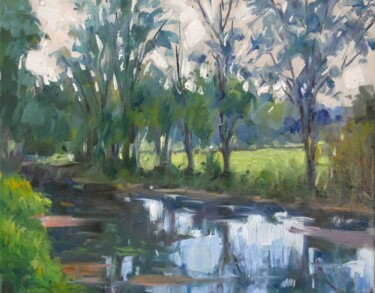Peinture intitulée "La vieille rivière…" par Christian Arnould, Œuvre d'art originale, Huile