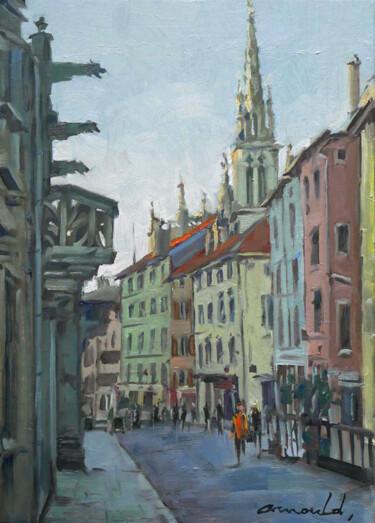 Malerei mit dem Titel "Grande rue à Nancy" von Christian Arnould, Original-Kunstwerk, Öl