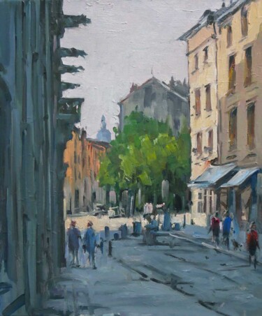 Malerei mit dem Titel "Grande rue à Nancy 5" von Christian Arnould, Original-Kunstwerk, Öl