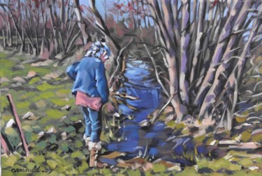 Peinture intitulée "Au bord du ruisseau" par Christian Arnould, Œuvre d'art originale, Acrylique