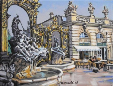 Malerei mit dem Titel "Place Stanislas" von Christian Arnould, Original-Kunstwerk, Acryl