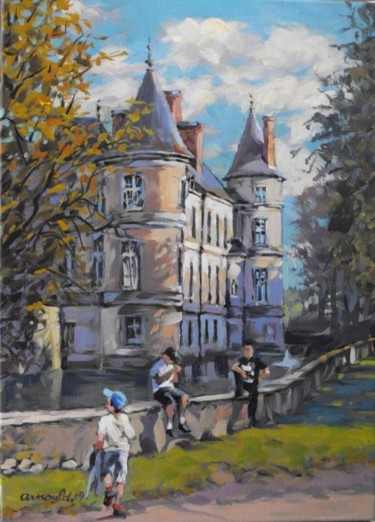 Malerei mit dem Titel "Chateau d'Haroué" von Christian Arnould, Original-Kunstwerk, Acryl