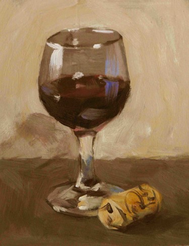 Pintura intitulada "Verre de vin (huile…" por Christian Arnould, Obras de arte originais, Óleo