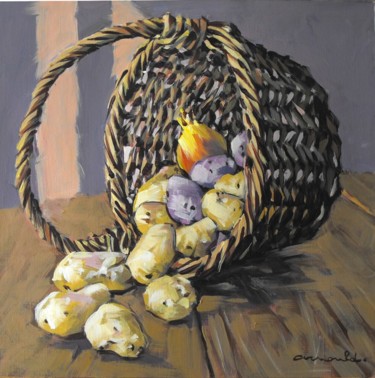 Peinture intitulée "Panier de pommes de…" par Christian Arnould, Œuvre d'art originale, Acrylique