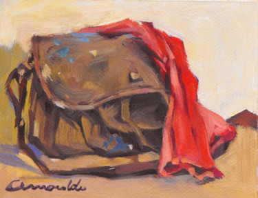 Painting titled "Pochade mon sac (hu…" by Christian Arnould, Original Artwork, Oil