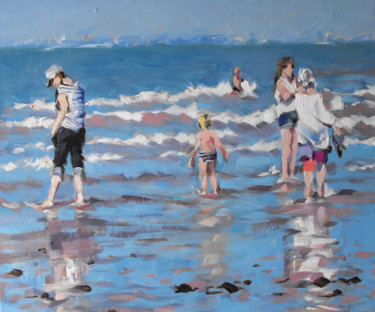 Painting titled "Sur la plage de Oui…" by Christian Arnould, Original Artwork, Oil