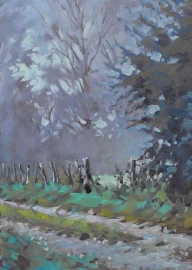 Pintura intitulada "Ce matin  brouillar…" por Christian Arnould, Obras de arte originais, Óleo