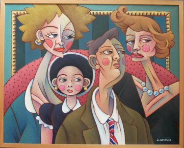 Peinture intitulée "La Famille  2-  1990" par Christian Arnould, Œuvre d'art originale, Huile