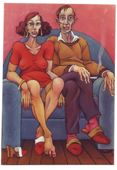 Painting titled "Couple 1 - Acryliqu…" by Christian Arnould, Original Artwork, Acrylic