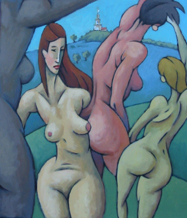 Painting titled "Les demoiselles de…" by Christian Arnould, Original Artwork, Acrylic