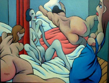 Pintura intitulada "Chambre de femmes -…" por Christian Arnould, Obras de arte originais, Acrílico