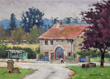 Painting titled "Ce matin à Mesnil F…" by Christian Arnould, Original Artwork, Oil
