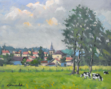 Malerei mit dem Titel "Glonville au loin (…" von Christian Arnould, Original-Kunstwerk, Öl