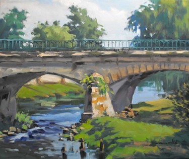 Peinture intitulée "Pont de la Meurthe…" par Christian Arnould, Œuvre d'art originale, Huile