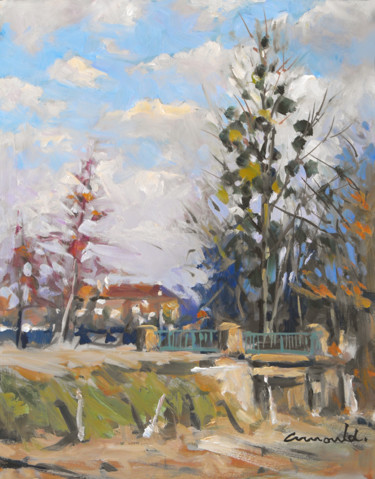 Ce matin (huile sur bois 35 x 27) Peinture intitulée "Ce matin (huile sur…" par Christian Arnould, Œuvre d'art originale, Huile