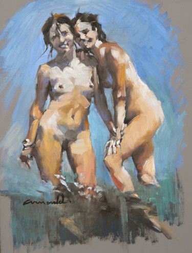 Pintura intitulada "Filles du sud (huil…" por Christian Arnould, Obras de arte originais, Óleo