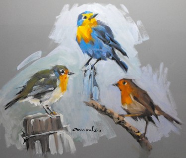 Peinture intitulée "Les oiseaux de Mari…" par Christian Arnould, Œuvre d'art originale, Huile