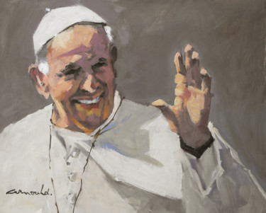 Peinture intitulée "Pape François (huil…" par Christian Arnould, Œuvre d'art originale, Huile