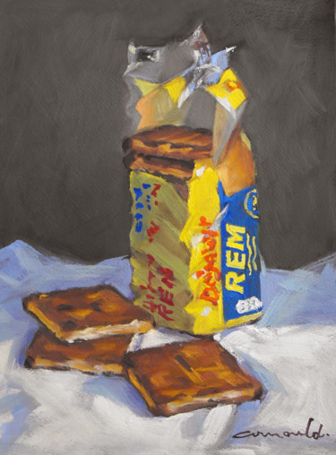 Schilderij getiteld "Petit déjeuner (hui…" door Christian Arnould, Origineel Kunstwerk, Olie