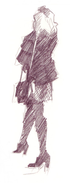 Drawing titled "Croquis du matin 2" by Christian Arnould, Original Artwork, Graphite