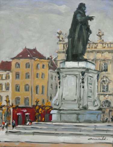 Peinture intitulée "Place Stan à Nancy…" par Christian Arnould, Œuvre d'art originale, Huile