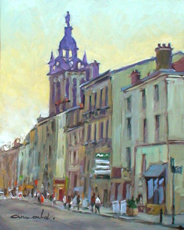 Painting titled "Contre jour rue de…" by Christian Arnould, Original Artwork, Oil