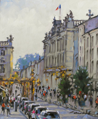 Painting titled "Rue Gambetta ce mat…" by Christian Arnould, Original Artwork, Oil
