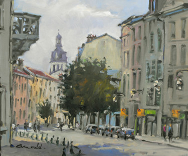 Painting titled "ce-matin-grande-rue-" by Christian Arnould, Original Artwork, Oil
